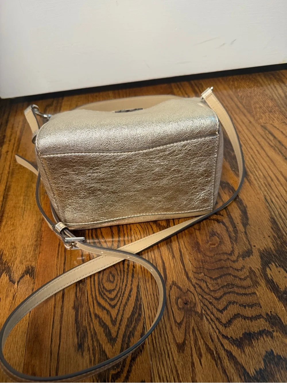 Tory Burch Metallic Gold Leather Shoulder Bucket Bag